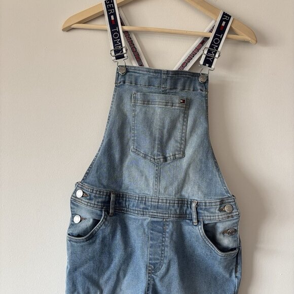 Tommy Hilfiger Girl Youth Icon Stripe Jean Overall Size 14 Distressed Y2K Denim - Picture 5 of 10